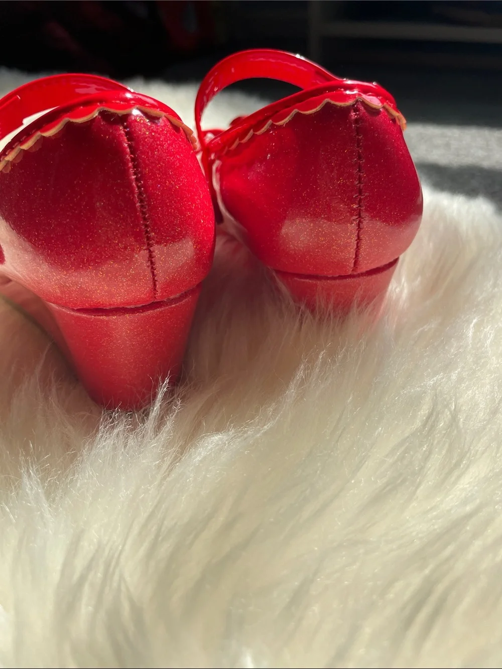 Disney Red Girls Heart Bow Mary Jane Shoes